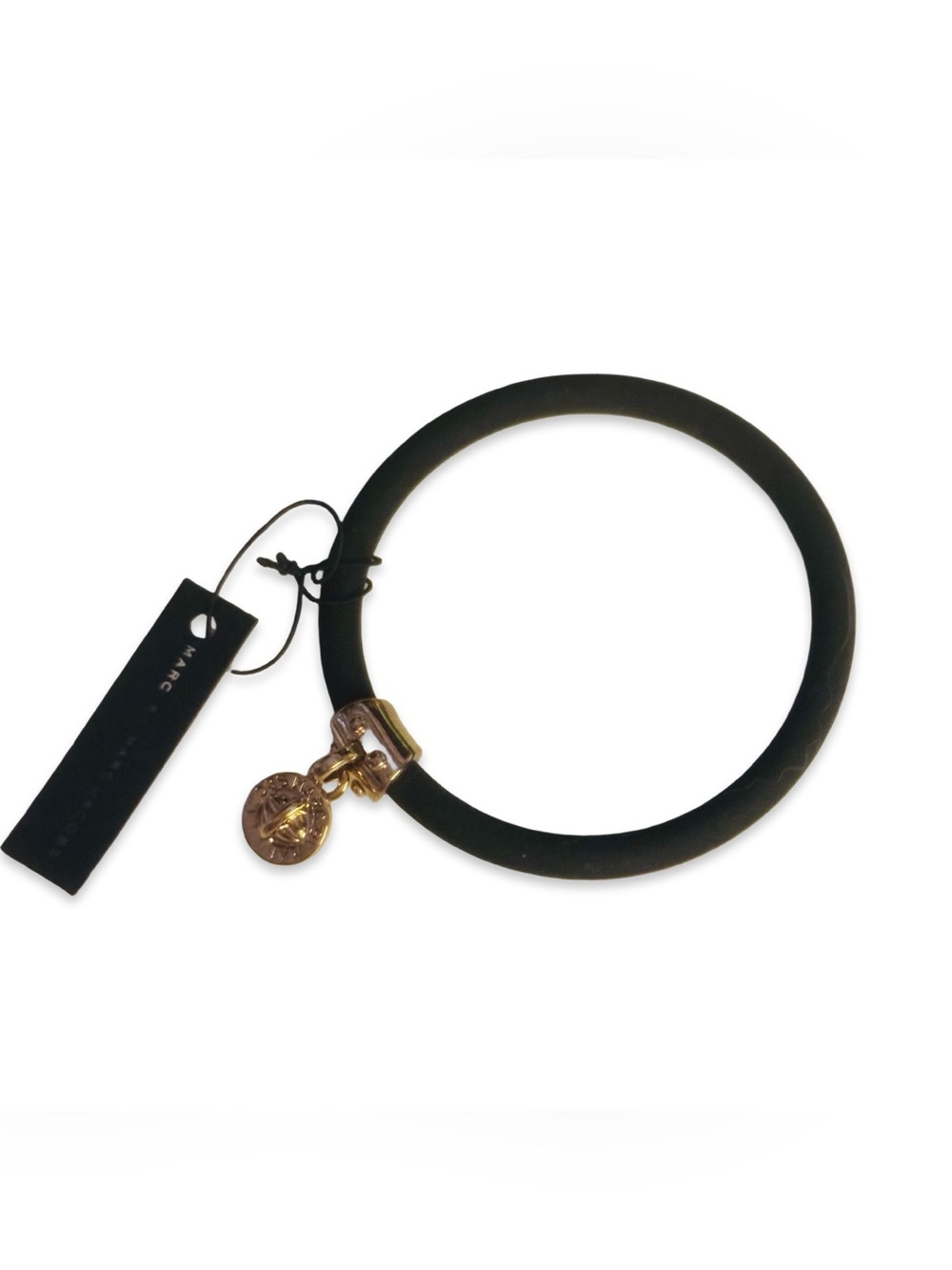 Marc Jacobs Black Bracelet with Gold Charm Disk NWT